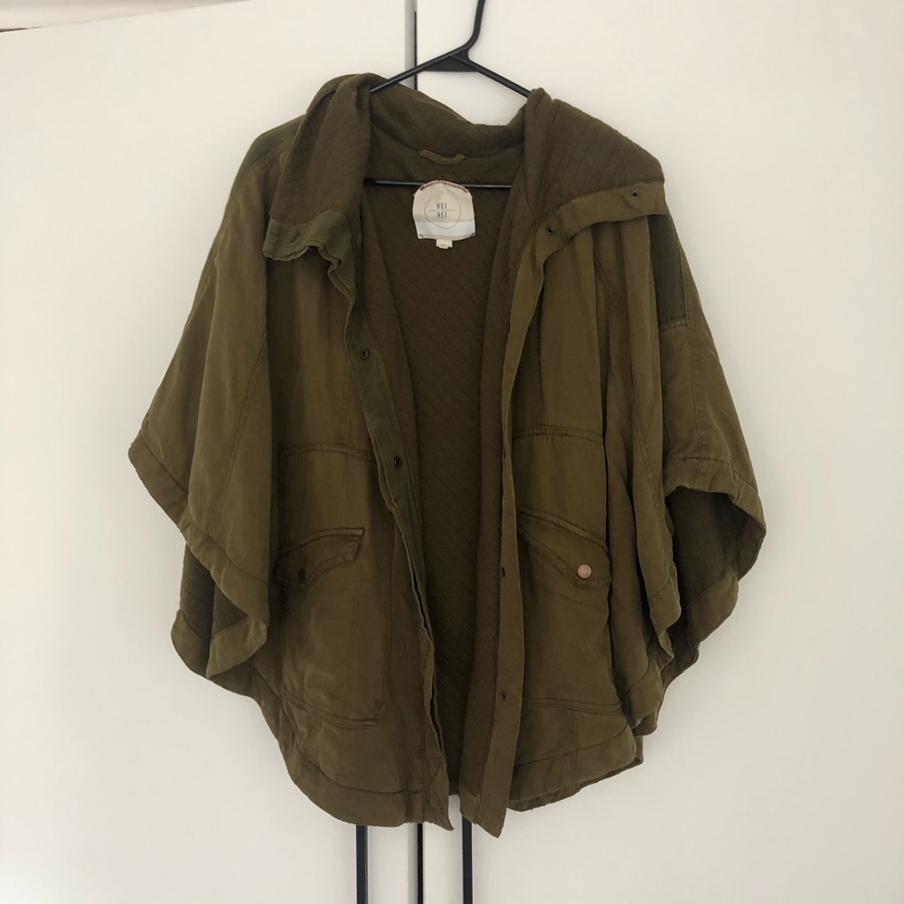 Anthropologie green quilted throw jacket